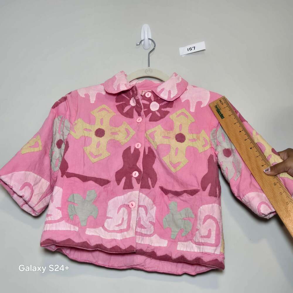 Cornelloki Girls Pink Applique Cotton Jacket - Picture 4 of 6